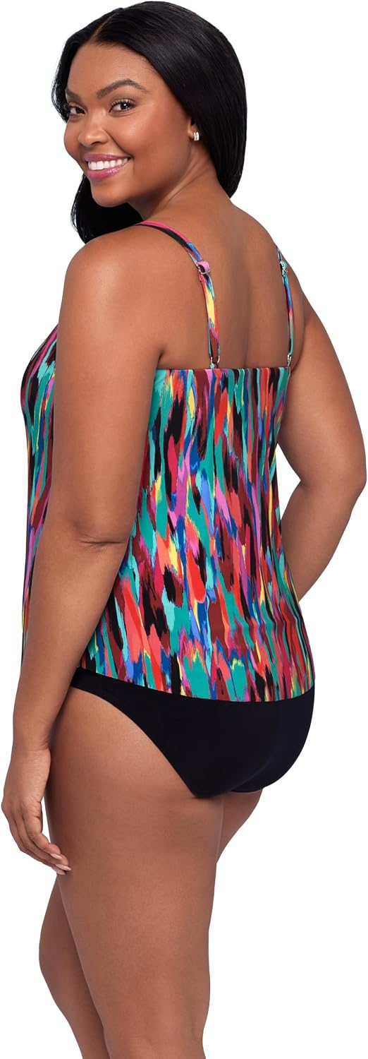Trimshaper Women's Adjustable Hank Swim Tankini Top with Built-in Bra Support