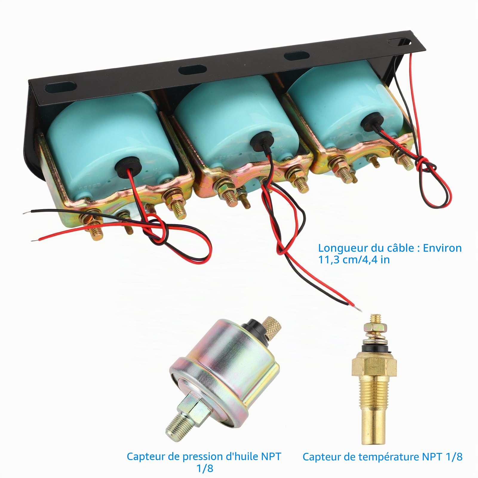 Kit Universel de Jauge Triple pour Voiture, Température de L'eau avec Volts et Compteur de Pression D'huile 52 Mm/5,1 Cm Instrument de Voiture Adapté à la Plupart des Cylindres 12 V 4/6/8 et Voiture à