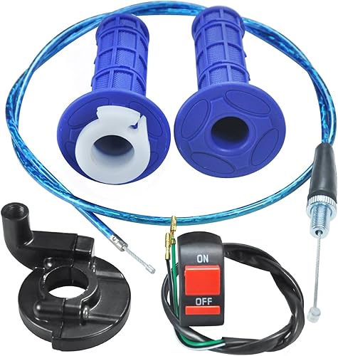 Empuñaduras de mango de acelerador de 0.866 in 7/8 con abrazadera de cable para Coleman CT100U CT200U Baja Doodlebug Db30 Mb165 Mb200 50cc 90cc Azul