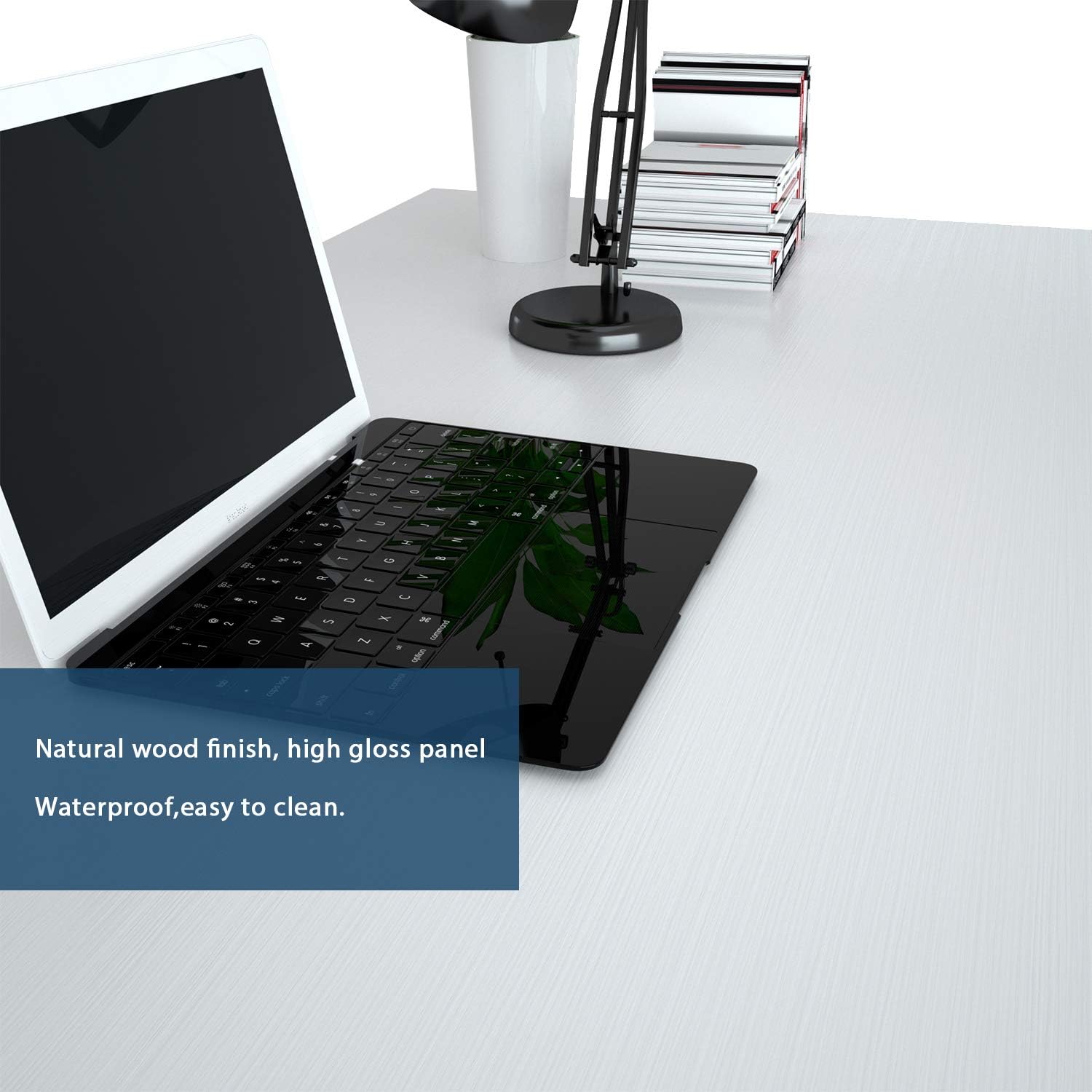 Foxemart Computer Desks Modern Sturdy Office Desk PC Laptop Notebook Study Writing Table for Home Office Workstations, White