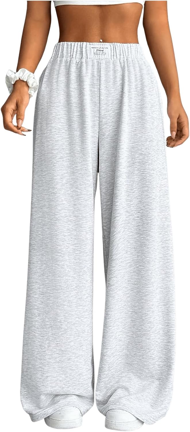 SOLY HUX Girl's Wide Leg Sweatpants Elastic High Waisted Loose Baggy Pants with Pockets