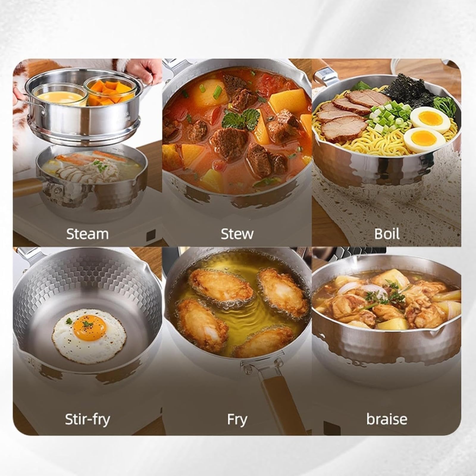 Sartén de titanio con tapa, 16 cm, compatible con inducción, 18 cm