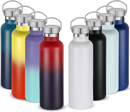 Miniatura 40 de Volhoply Botella de agua aislada de 24 onzas con boca estándar, tapa combinada de plástico y acero inoxidable, botella de agua de 304 18/8 de doble