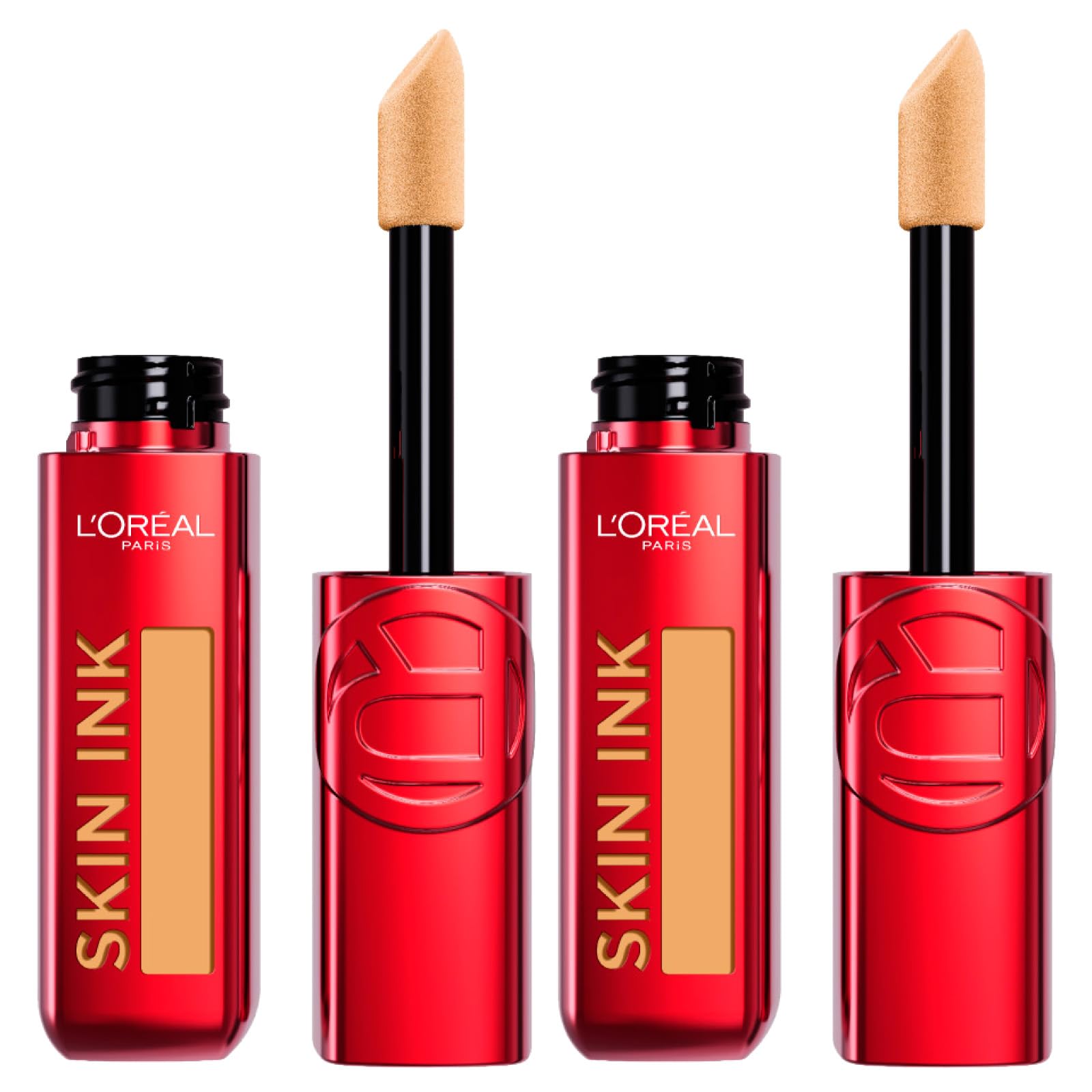 L'Oréal Paris Fondotinta Correttore 2in1 Skin Ink Semipermanente 48h Medium Warm 300 Finish Matte No Transfer Texture Leggera - 2 Flaconi da 15ml