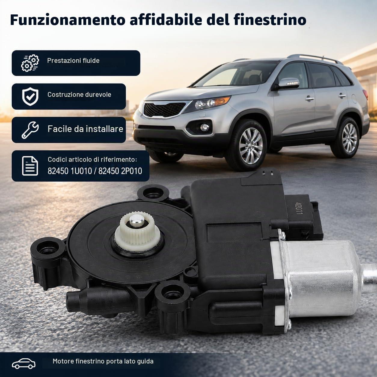 Motore per Alzacristallo Elettrico, 82450 2P010 Motore per Finestrino per Portiera Auto, Motore di Sollevamento per Finestrino Anteriore Universale Lato Guida Ad Alte Prestazioni