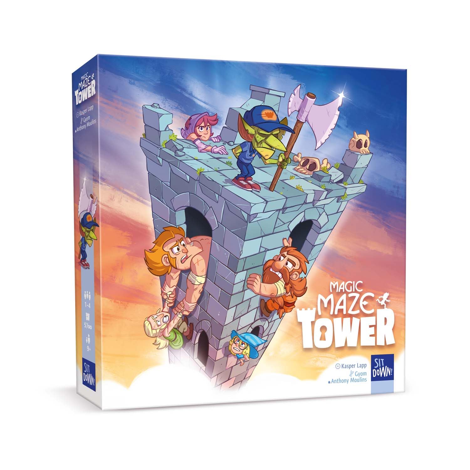 SIT DOWN!, Magic Maze Tower, Cooperative Board Game and Exciting Labyrinth Adventure, Puzzle & Puzzle Fun for Families, for 1-4 Players from 8 Years