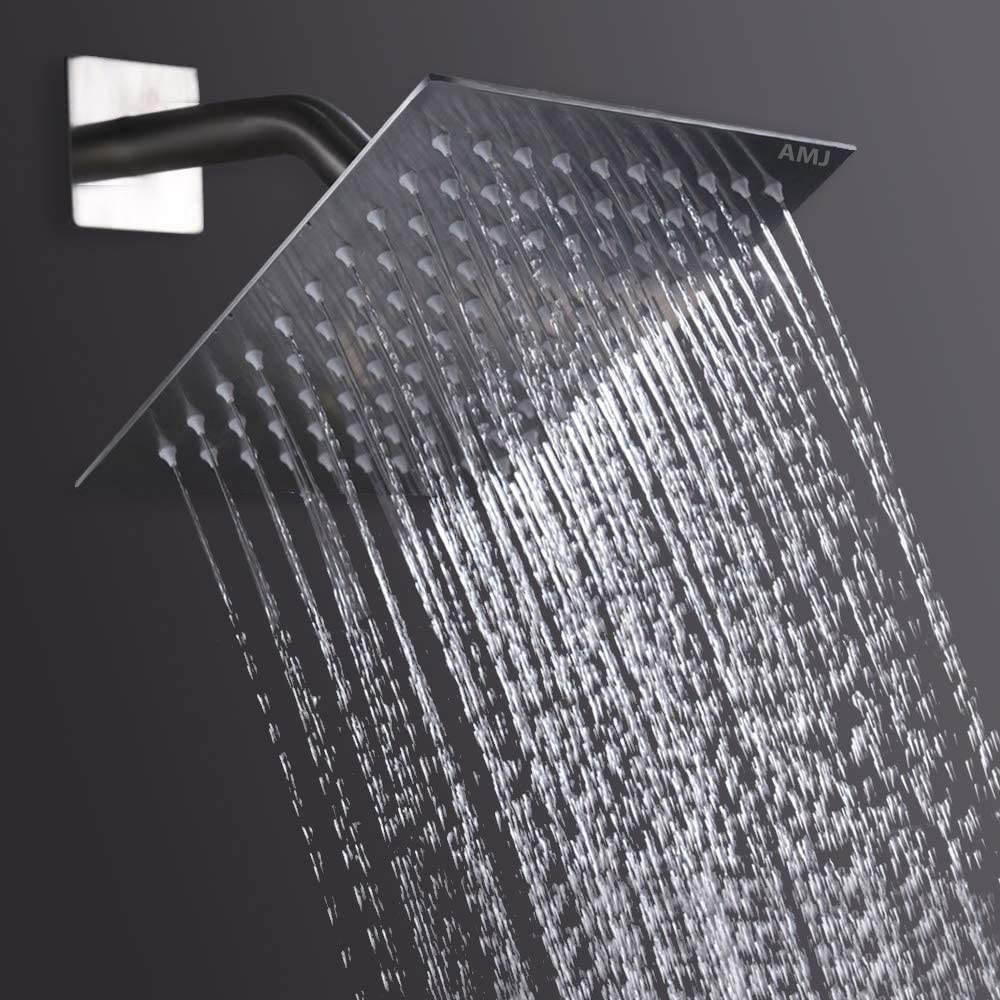 AMJ® 8X8 (8") Stainless Steel UltraSlim Square Rain Shower Head with Round arm (24Inch Arm) (B09TRGVXY1) Amazon Price History, Amazon Price Tracker