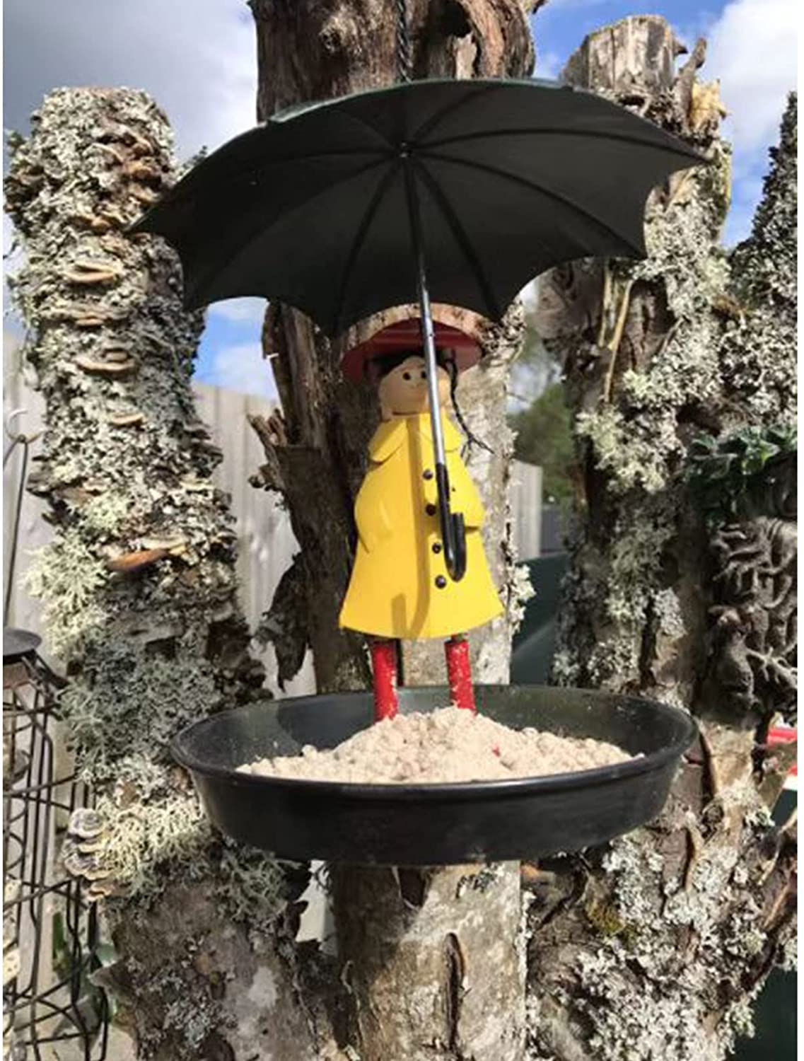 Mangiatoia per uccellini per bambine con ombrello, mangiatoie per uccelli selvatici da appendere all'aperto creative per decorazioni per terrazze per recinzioni del patio del cortile del giardino
