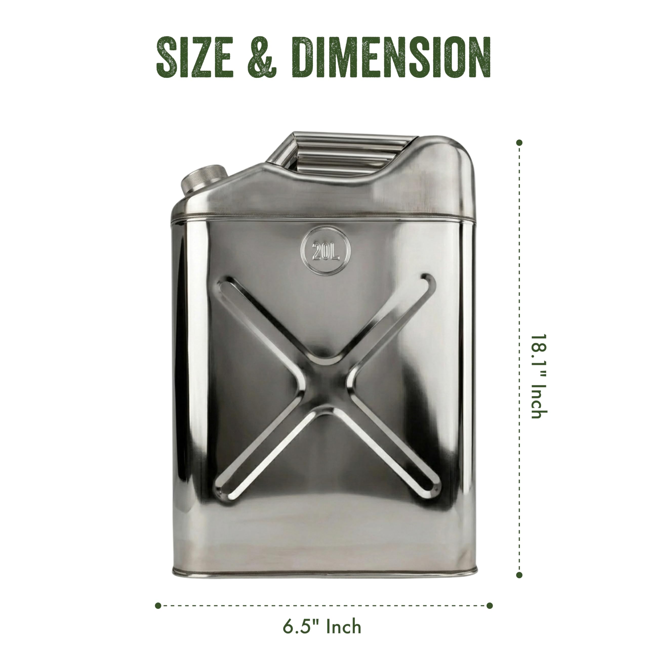 SAFECASTLE Kanister aus 304 Edelstahl, quadratisch, 20 l, robuster Lebensmittelqualität für Wasser und Öl, Vorratsbehälter (16,5 cm B x 33 cm H) für Camping, Küche, Restaurants und Notfallvorsorge
