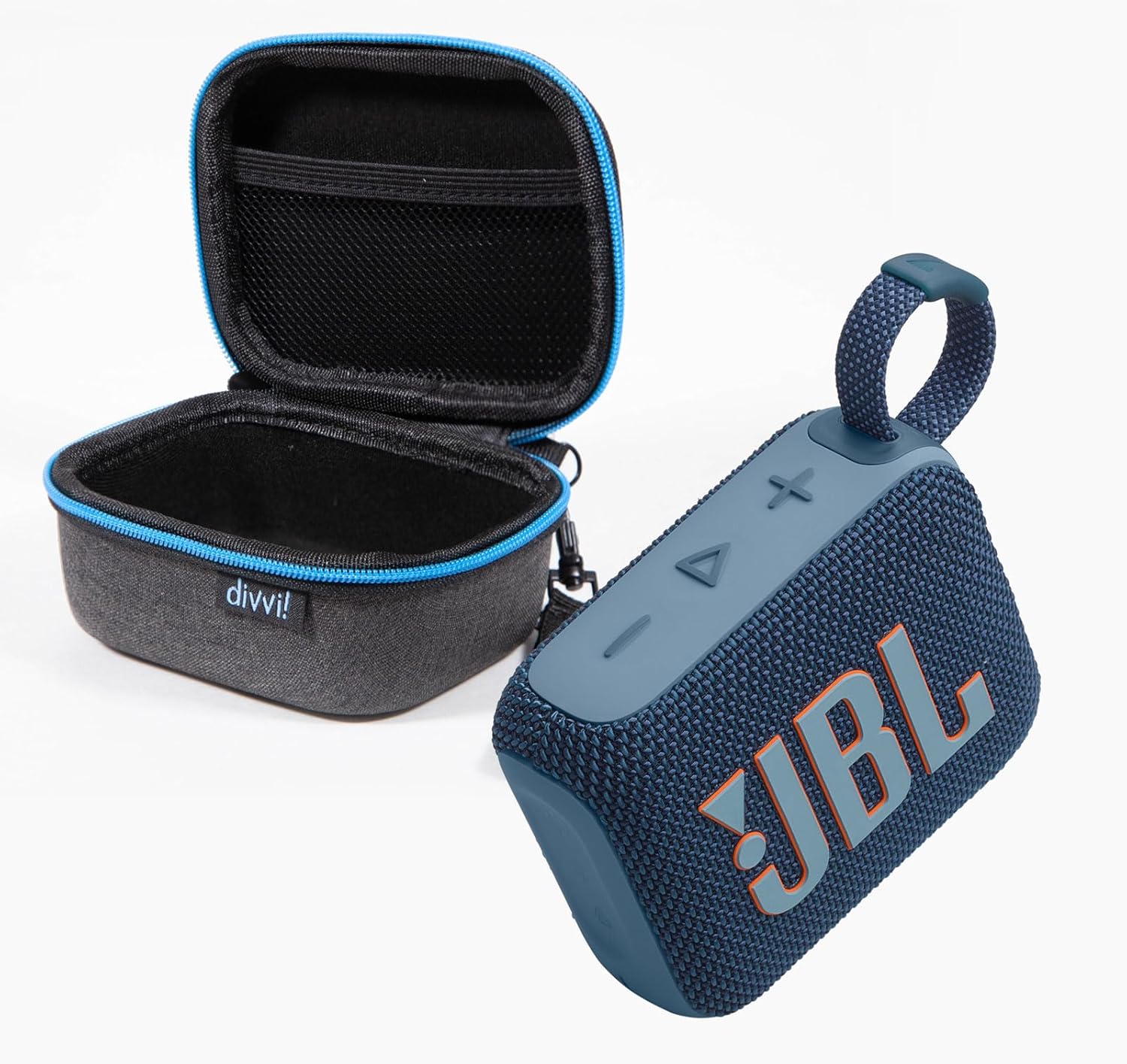 JBL GO 4 Portable Bluetooth Speaker & divvi GO Protective Hardshell Case – Blue