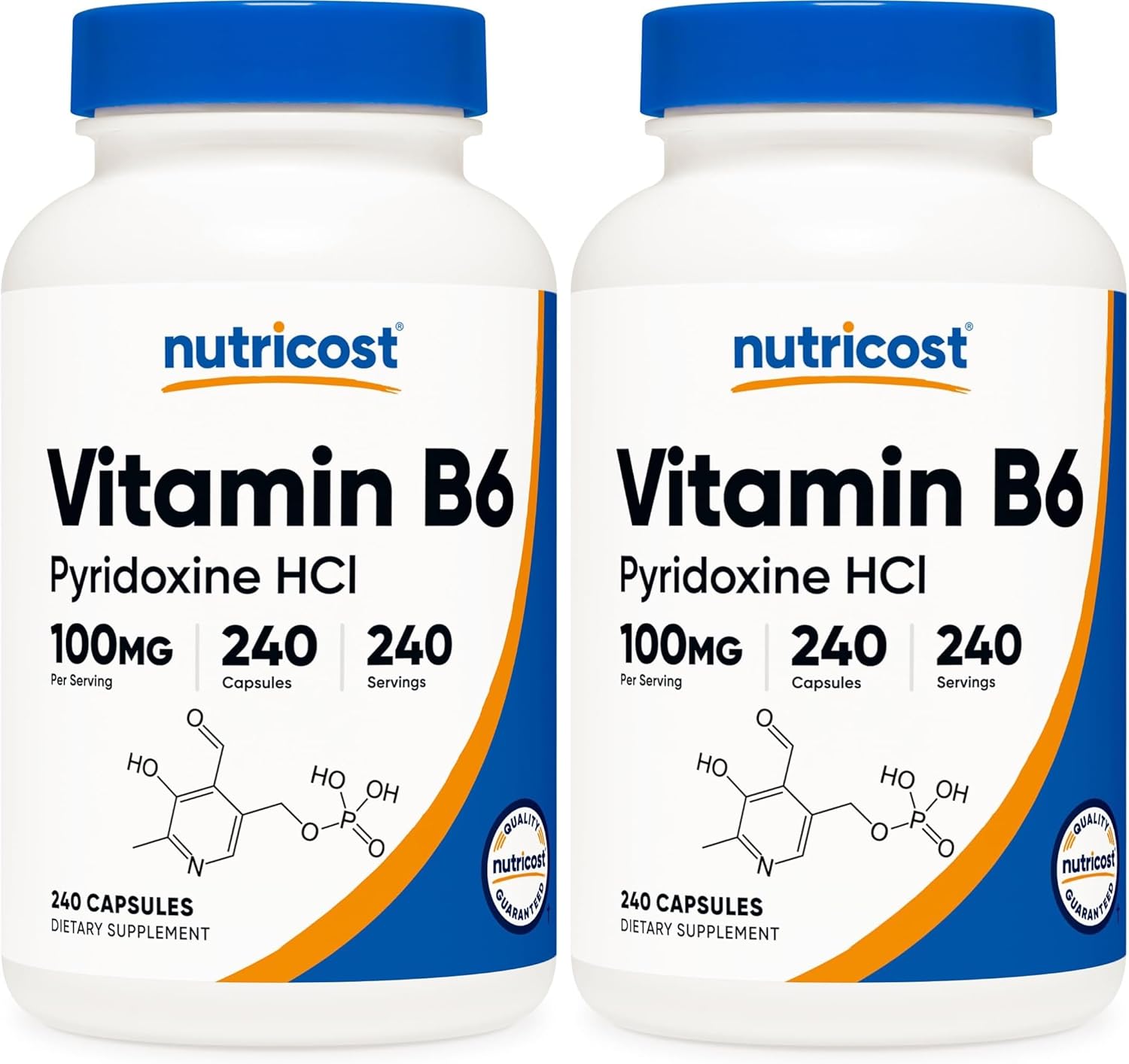 Nutricost Vitamin B6 (Pyridoxine HCl) 100mg, 240 Capsules (3 Bottles)