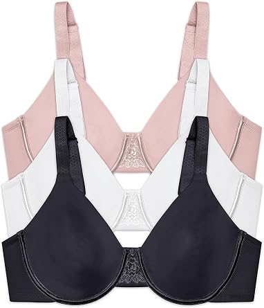 Vanity Fair Womens Beauty Back Smoothing Minimizer Bra, Sheer Quartz & Midnight Black & Star White, 36G