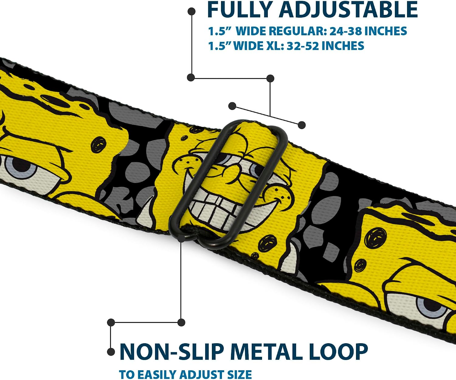 Nickelodeon Seatbelt Buckle Belt, SpongeBob Close Up Expressions Crackle