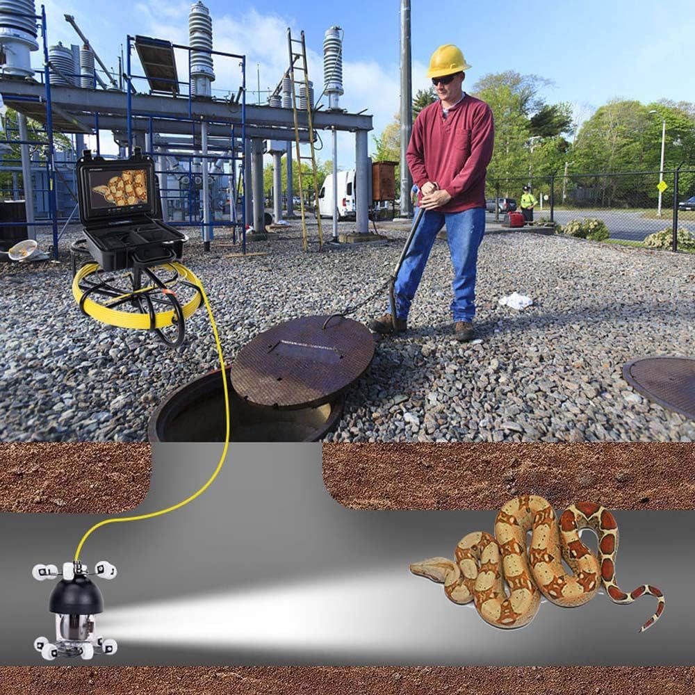 Pipe Inspection Video Camera,9 inch 360 Degree Rotating Pipe Endoscope Industrial Pipe Sewer Detection Camera IP68 Waterproof DVR Video