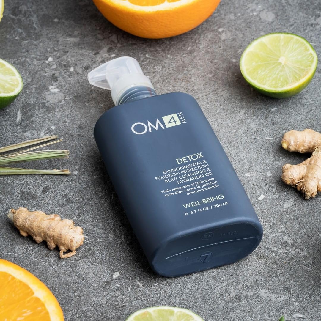 Organic Male OM4 Detox: Pollution & Environmental Protection Body Cleansing & Hydration Oil - Mens Bath and Bodycare that Purifies, Conditions, and Replenishes
