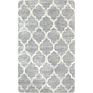 Lahome Moroccan Washable Area Rug - 4x6 Non-Slip Rugs Soft Throw Bedroom Rugs Accent Distressed Faux Wool Floor Carpet for Living Room Office Kitchen Dining Room Decor (4’ X 6’, Gray) 4’ X 6