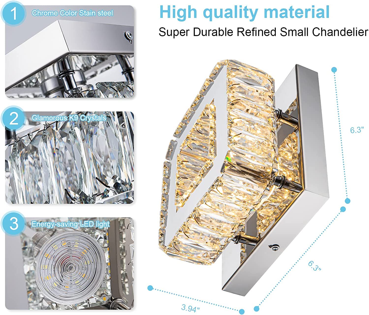Dimmable Crystal Chandelier - Multicolor Living Room Light -3 Dimmable Crystal Chandelier - Multicolor Living Room Light -3