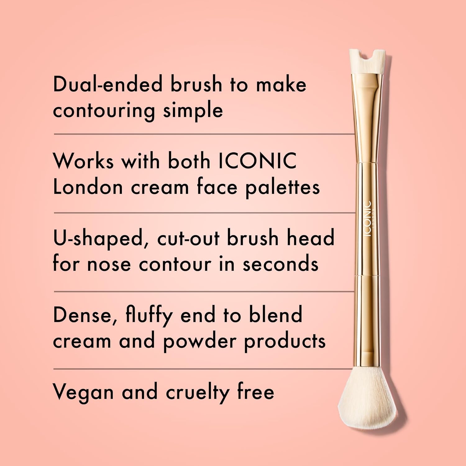 ICONIC LONDON Multi Use Cream Blush, Bronze, and Highlight Palette & Precision Duo Contour Brush Bundle | Contour, Conceal and Highlight with Two Sided Makeup Brush for Contouring - Image 2