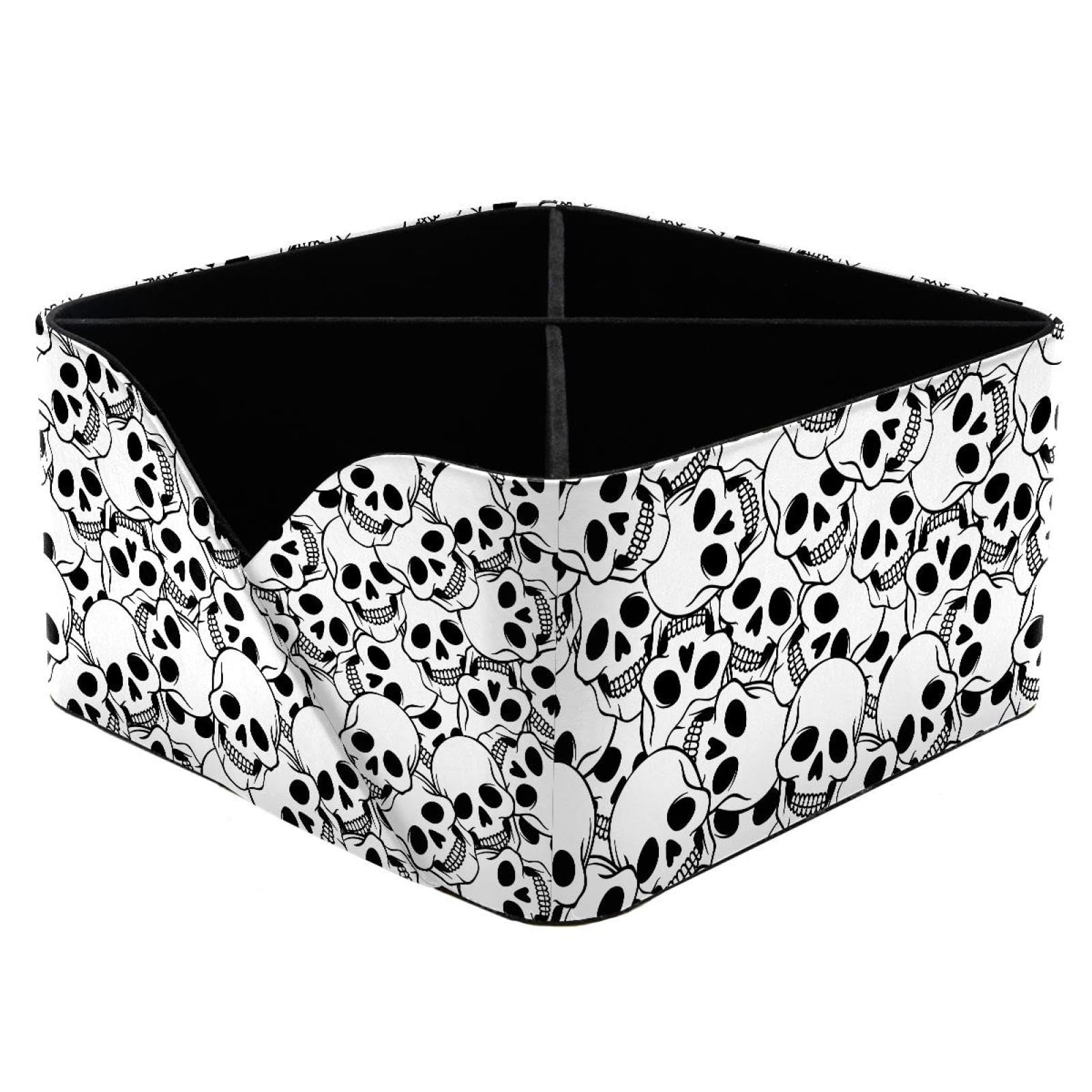 KengjuTesu Skulls Pattern Desktop Organizer Pen Holder, Rectangular Pencil Cup for Office, Study and Makeup Stations