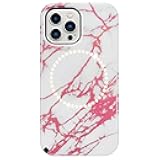 LuMee - Halo - Lighted Selfie Case for iPhone 13 and 13 Pro - Built-in Adjustable LED Lighting - 6.1 Inch - Rose Metallic White Marble