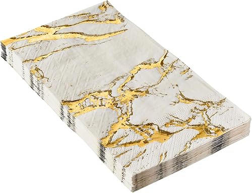 Miniatura 1 de Silver Spoons Elegante paquete de servilletas desechables de mármol, incluye 18 servilletas de boda, desechables, perfectas para postres, cena