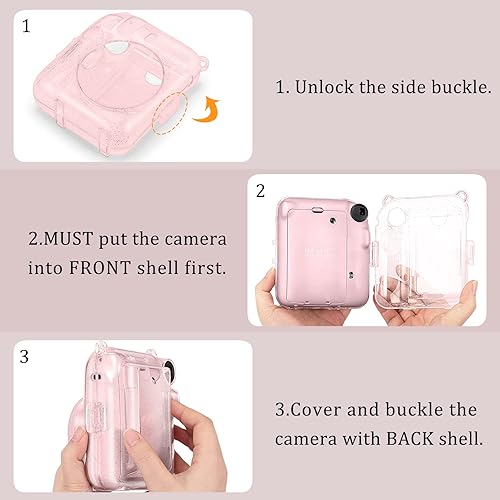 Miniatura 4 de Fintie Funda protectora transparente para cámara instantánea Fujifilm Instax Mini 12, carcasa rígida de cristal con bolsillo de película mejorado