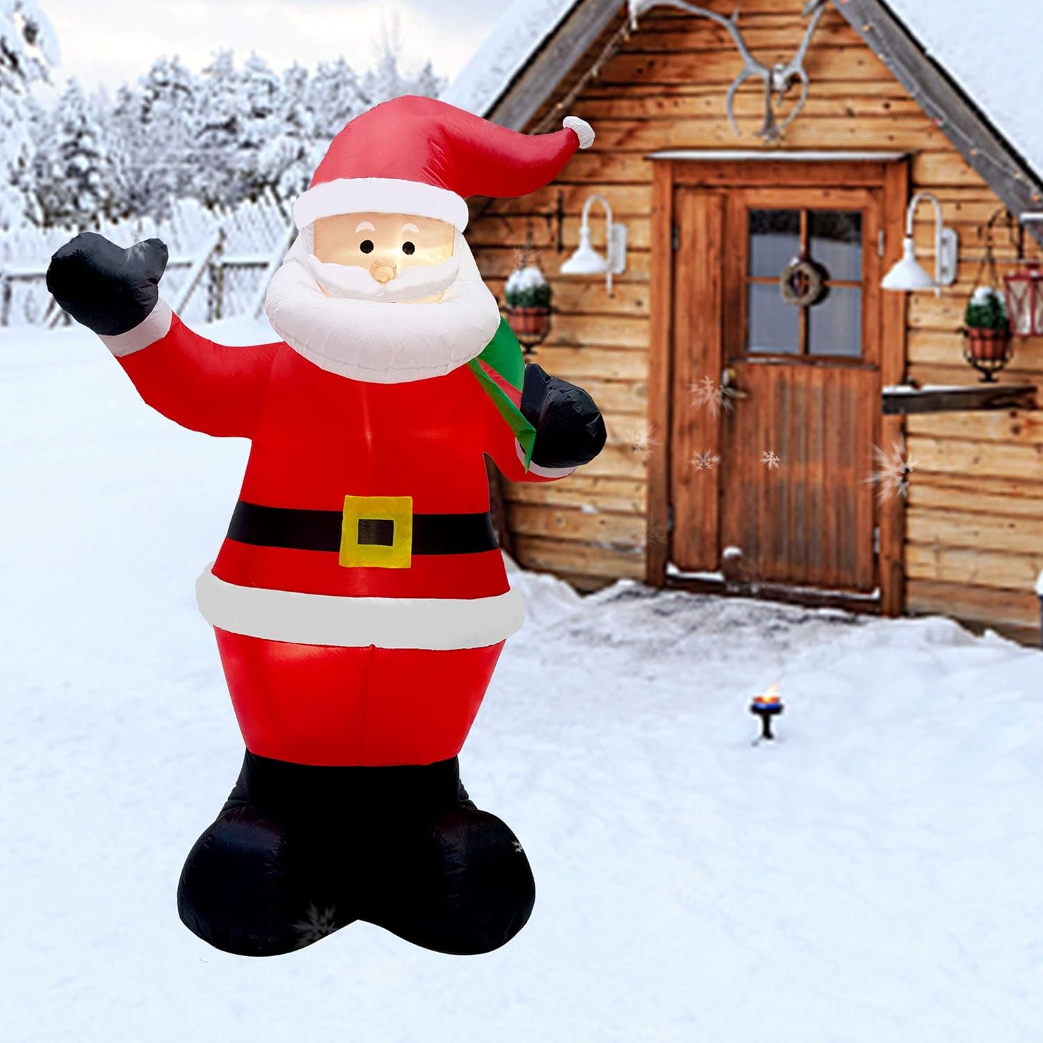 7 FT Christmas Inflatable Santa Claus Holding Gifts Bag, Blow Up Santa Claus with LED Lights, Lighted Christmas Decor for Yard, Indoor Outdoor Yard Garden Christmas Decoration