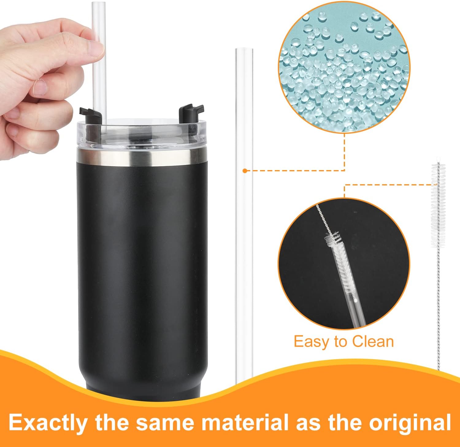 6pcs Straw Replacement for Stanley Cup Accessories, Reusable Straws for Stanley 40 oz 30 oz and Simple Modern Trek Tumbler with Handle, Bottle Straws with Cleaning Brush for Stanley 40oz Jug (12.2in)