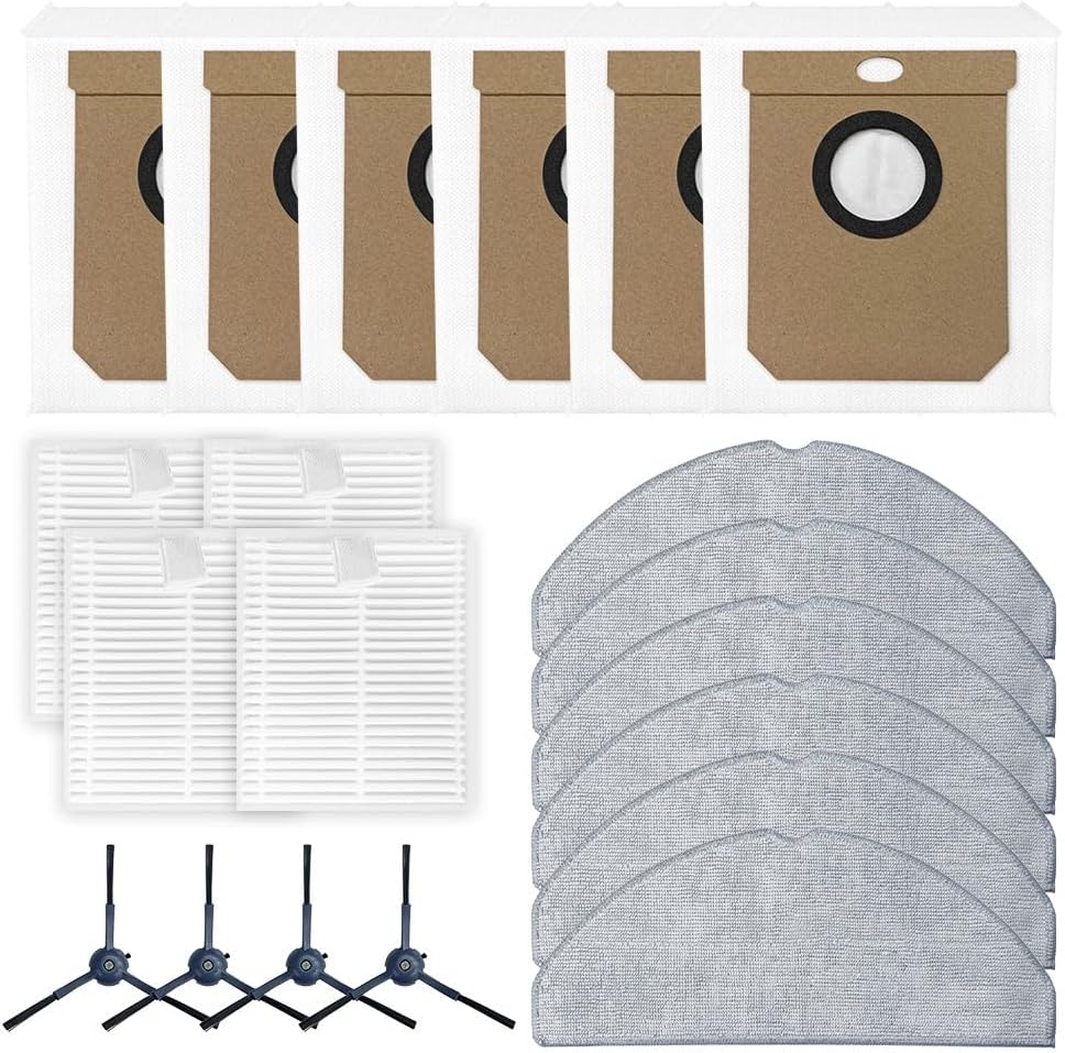 Side Brush Filter Mop Cloth Bag Kit, Replacement Accessories for Robot Vacuum Cleaner, Compatible with for conga 8490 for ultimate Ultra