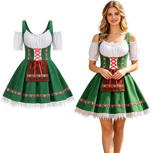 Womens Oktoberfest Costume German Bavarian Dress for Halloween Green M