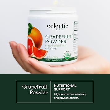 Eclectic Herb - Organic Grapefruit Powder Supplement | Vitamin, Mineral + Phytonutrient Support | Nutritional Drink Mix + Vitamin Powder | USDA Organic, Vegan, Non-GMO, Gluten Free (3.2 oz | 90 g)