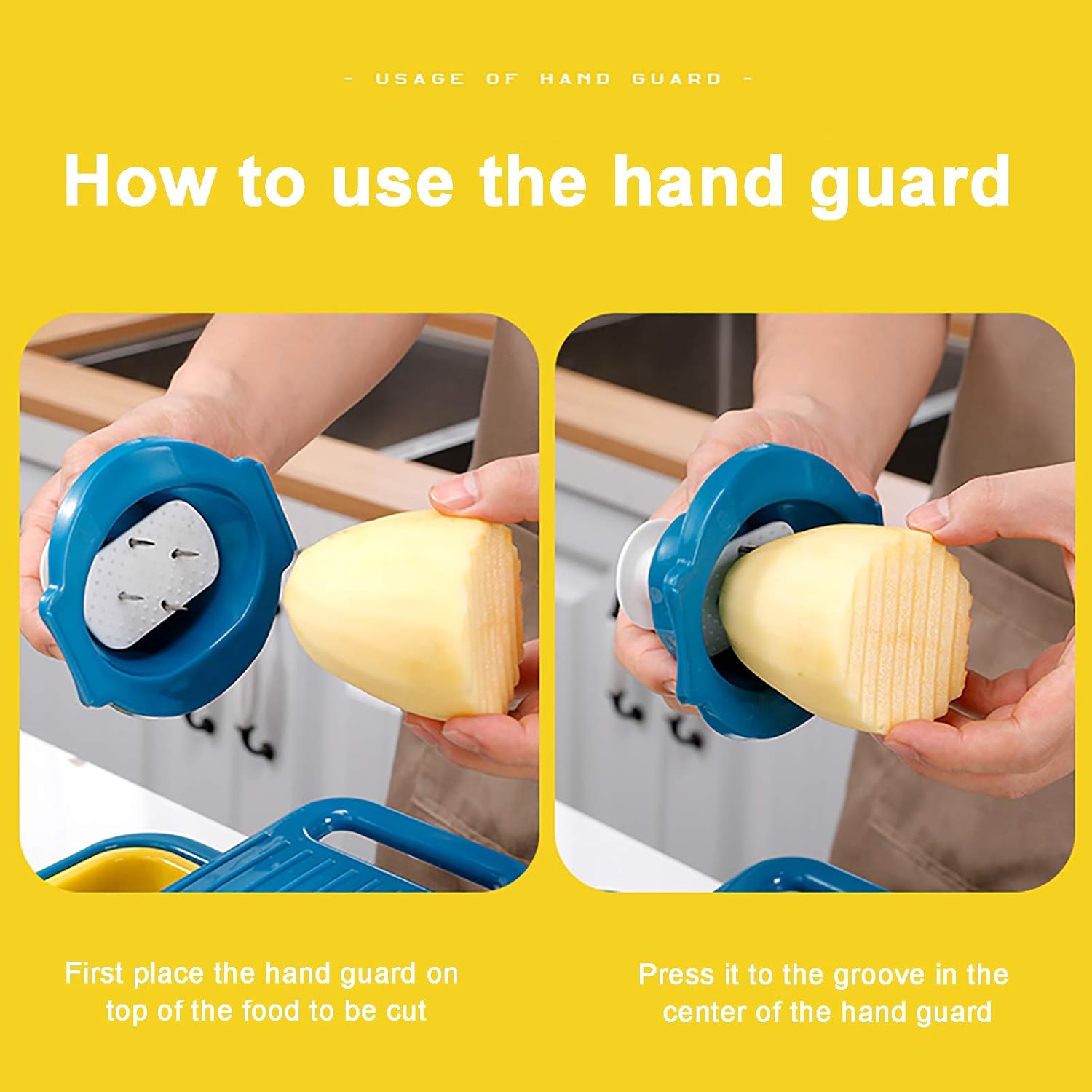 Food Chopper Manual Mandolin Slicer Kitchen Salad Cutter with Hand Guard Vegetable Chopper Dicer with Container Onion Mincer Chopper for Potato Cheese Cabbage Garlic Tomato Fruit-Blue 24 x 20 x 9 cm