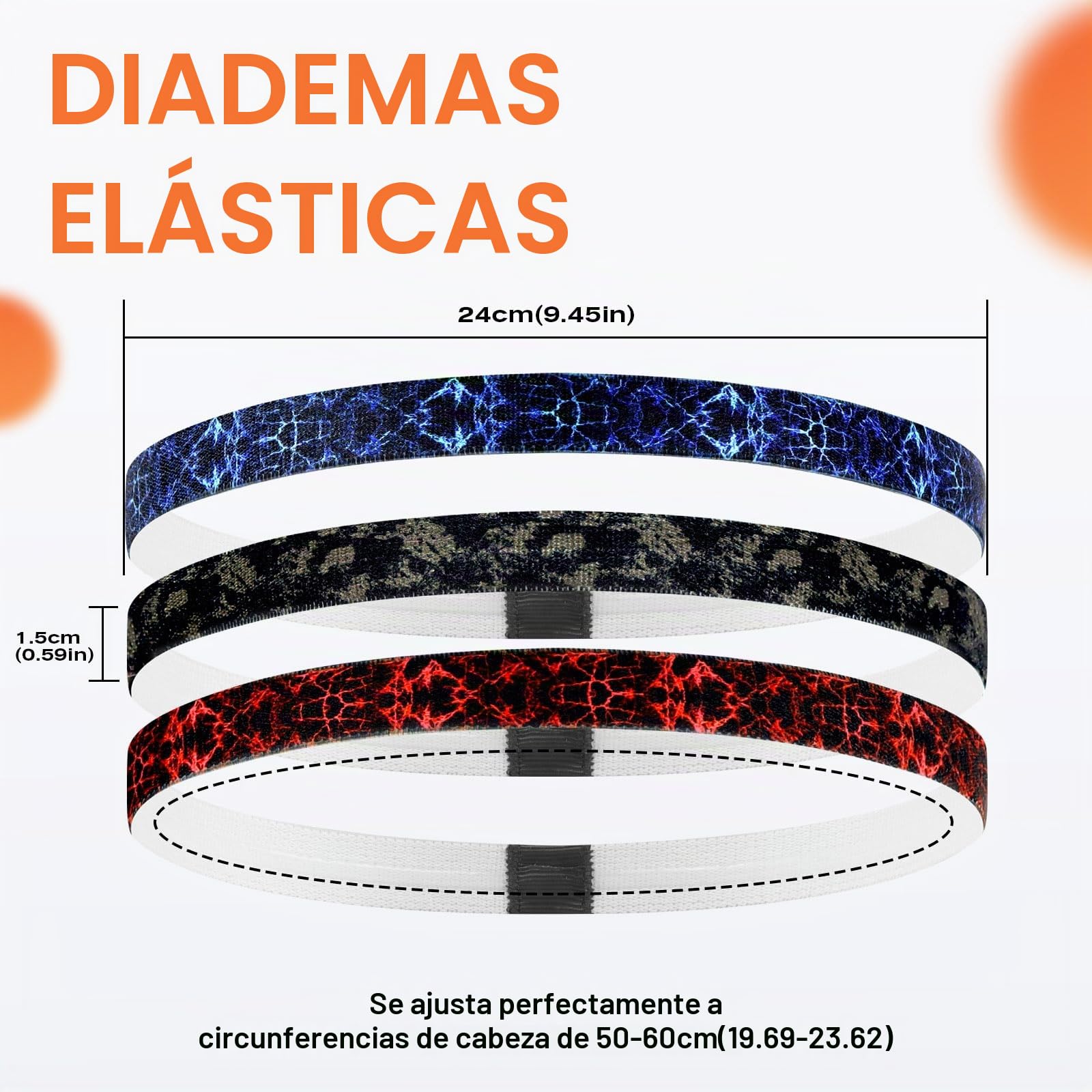 Blooms Diadema Deportiva Elástico Antideslizante, 5 Piezas Cintas Pelo Mujer Hombre y Niños Diadema Cintas Pelo Deportivas para Yoga Jogging Correr Futbol