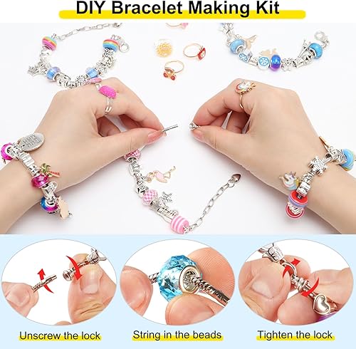 Miniatura 4 de Juguetes de joyería para niñas, juguetes para niñas de 6 a 8 años de edad, juego de joyas, collar de princesa, kit de pulseras encantadores anillos
