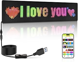 Kutuspon Programmable Car LED Sign, App Control Custom Import Pictures Text Pattern Animation Flexible LED Display Store Sign, 27"x5" Huge Bright Advertising Scrolling Signs for Business Party Bar