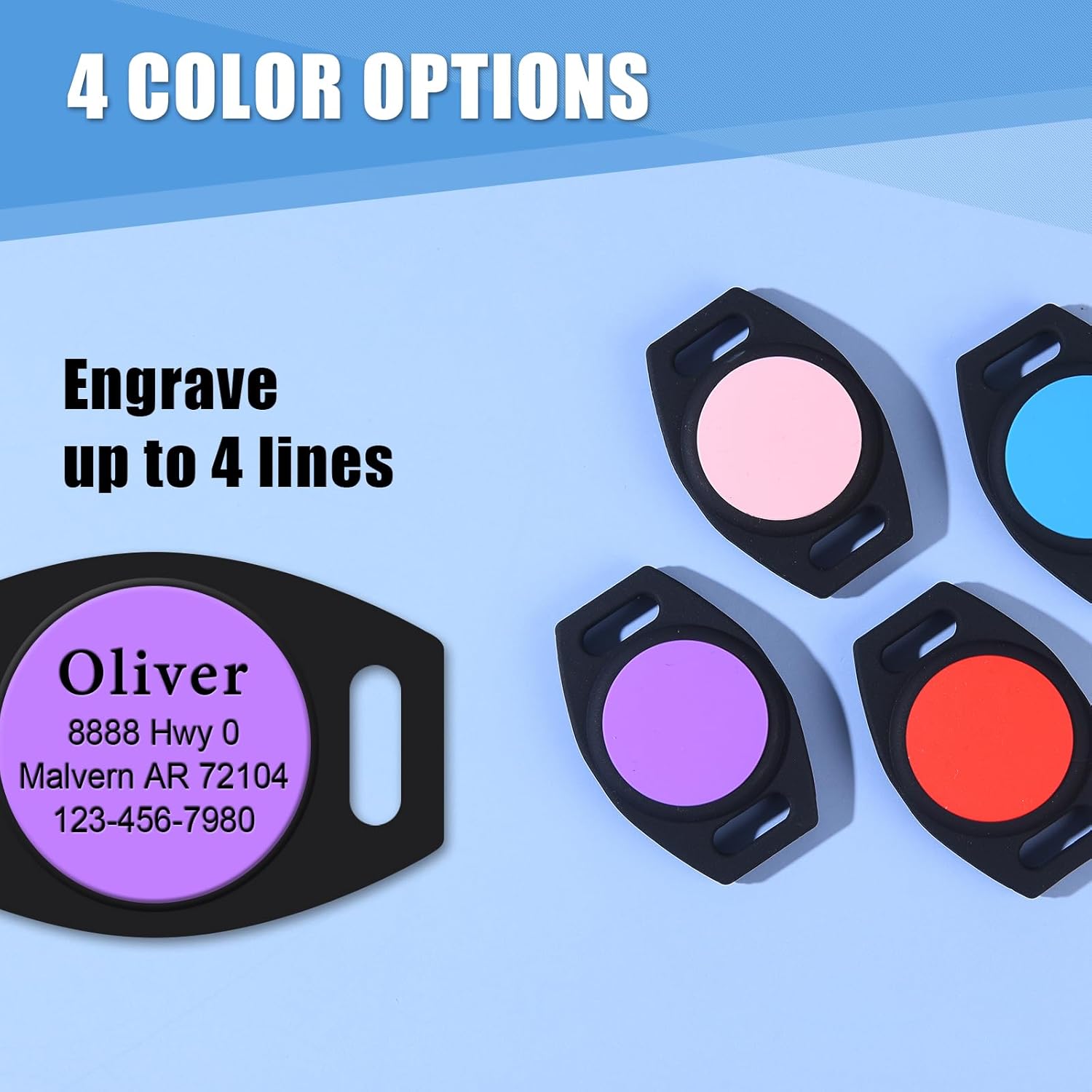 Personalized Engraved Compatible with Airtag Pet Collar Holder,Slide On Compatible with Airtag Case,Adjustable Dog Collar Pet ID Tag,Custom Name Phone for S, M, Large Dogs and Cats (Small Pink) - Image 3