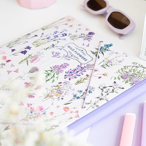 Miniatura 5 de Kokonote Carpeta de archivos A4 de flores silvestres botánicas, 13.4 x 10 pulgadas, carpeta de 3 solapas, organizador de documentos, carpeta