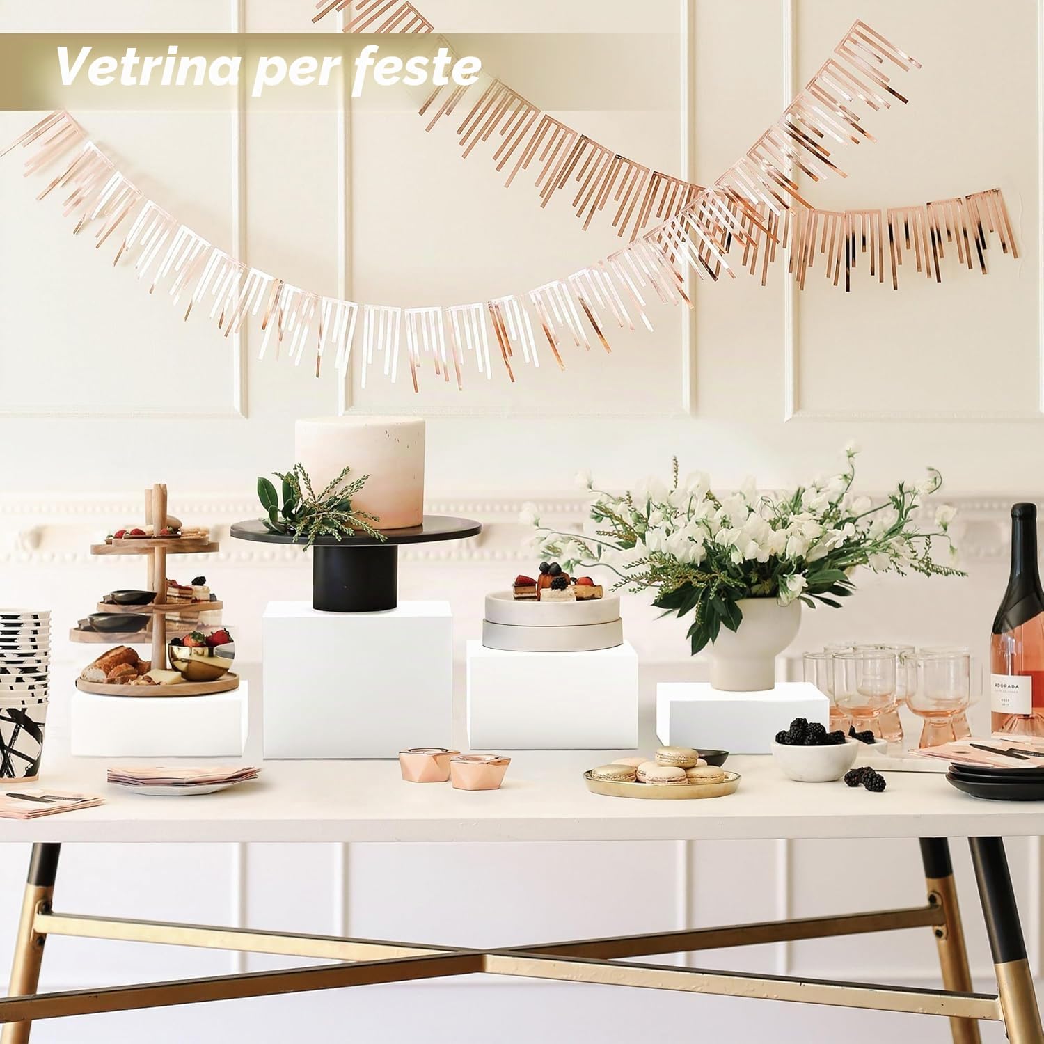 Espositore da Buffet per Aperitivo, set di 6 Supporti per Torte, Dessert, Oggetti da Collezione, Gioielli, Alzata per Alimenti Espositore a Cubo Alzata, Espositori in Acrilico, Bianco