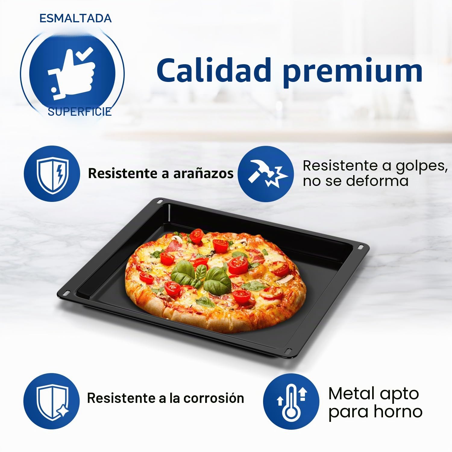 VIOKS Bandeja de horno de 425 x 370 mm, repuesto para horno AEG Elеctrоlux 353193922/5 | Bandeja para hornear pizza profunda para horno Zanussi AEG