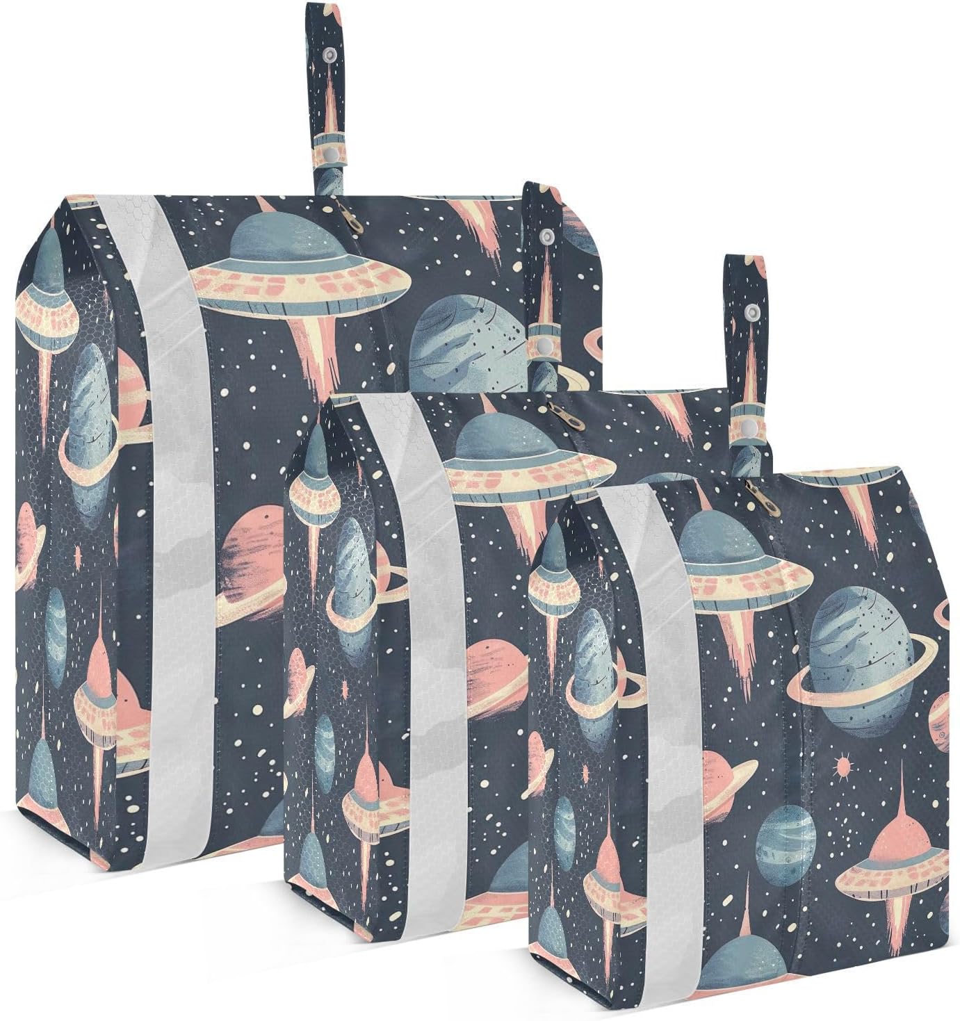 Neasatuwa 3 Set Cartoon Spacecraft Travel Packing Organizers Waterproof Lightweight Organizer for Travel Accessories Luggage