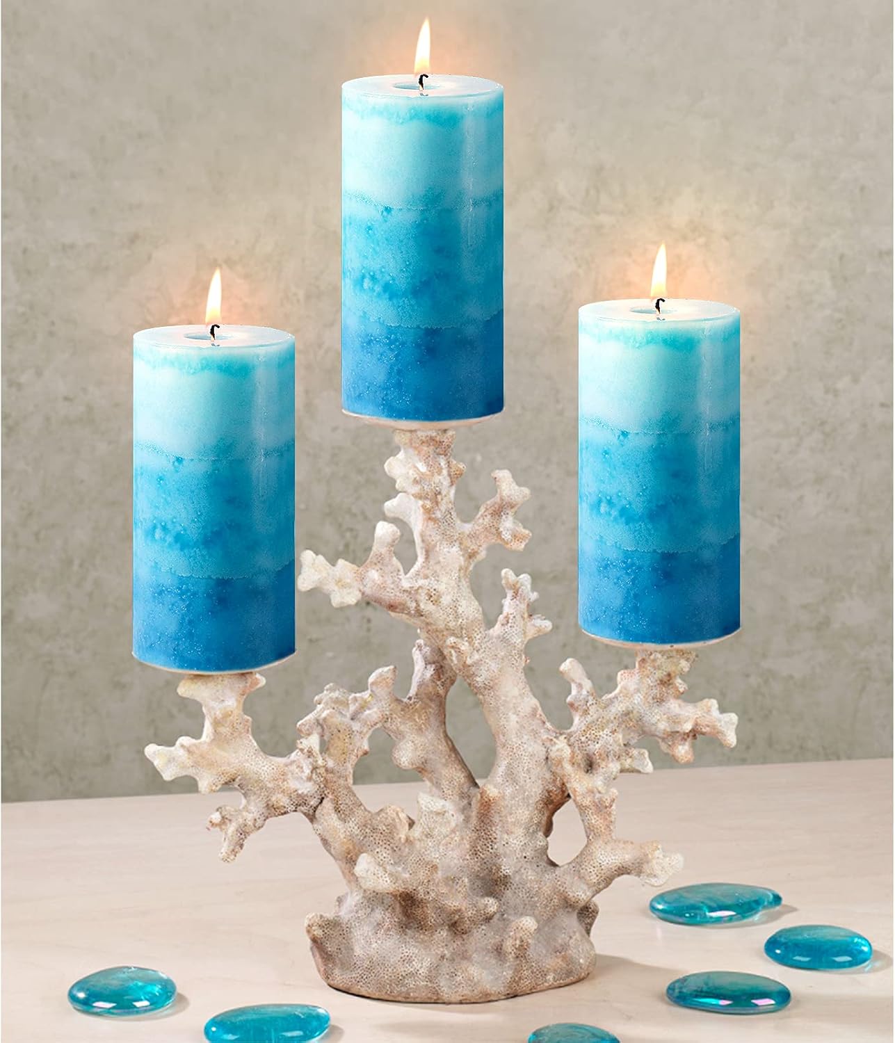 Revelbunny Scented Pillar Candles, 3 x 6 inch Ocean Scented Candles Set of 3, Long Lasting Blue Candles for Home Scented : Home & Kitchen