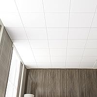 Vista 17 de Art3d 12-Pack Smooth Drop Ceiling Tile 2ft x 2ft - Fire-Rated, Waterproof, Reusable - Premium PVC, No Sag and Breakage - Cover 48 Sq. Ft, Black