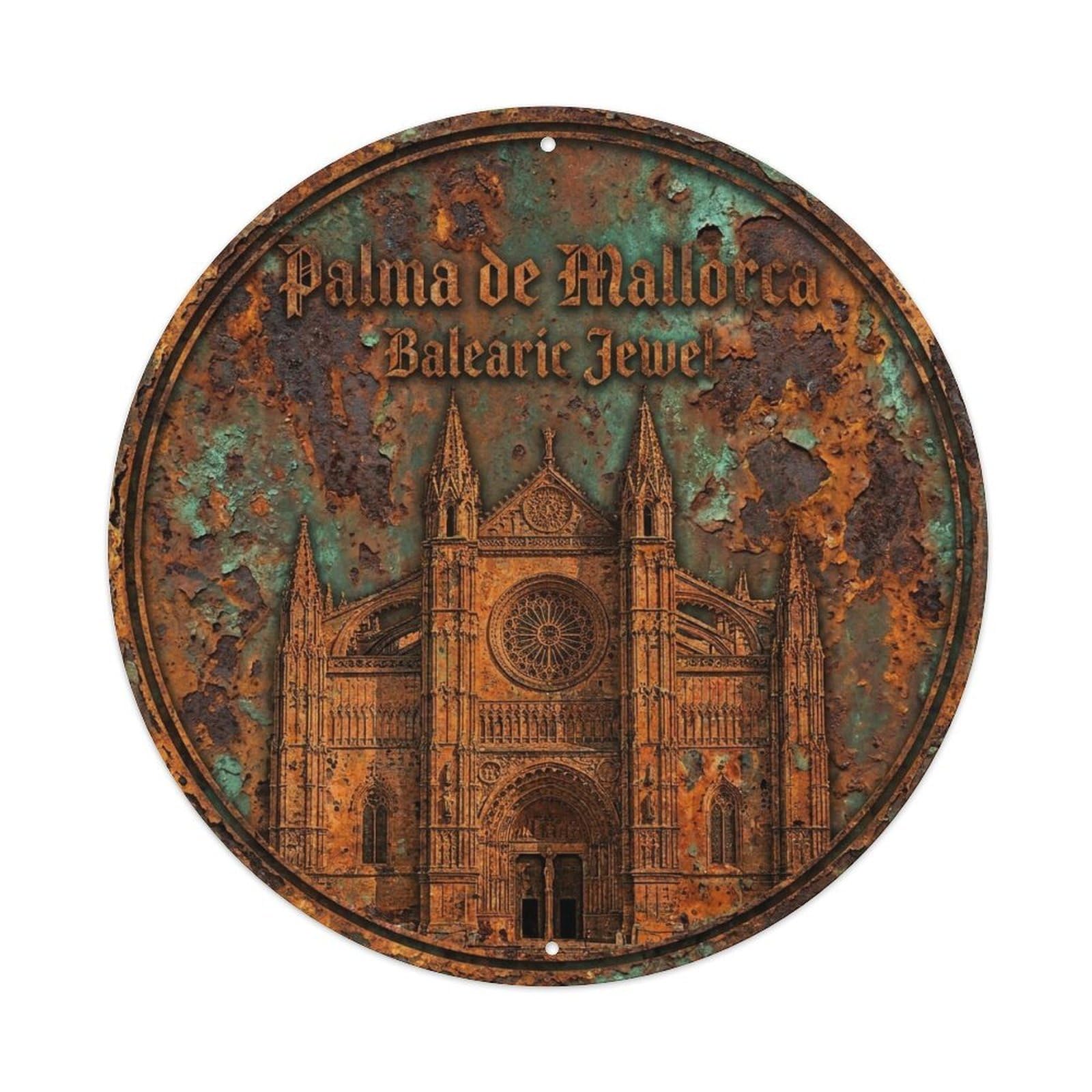 Vintage Travel Palma Spain Relic Metal Tin Sign