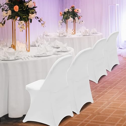 Vista 96 de HAINARverS Fundas para sillas plegables de elastano elástico, 30 unidades, protector universal para sillas para bodas, fiestas, banquetes