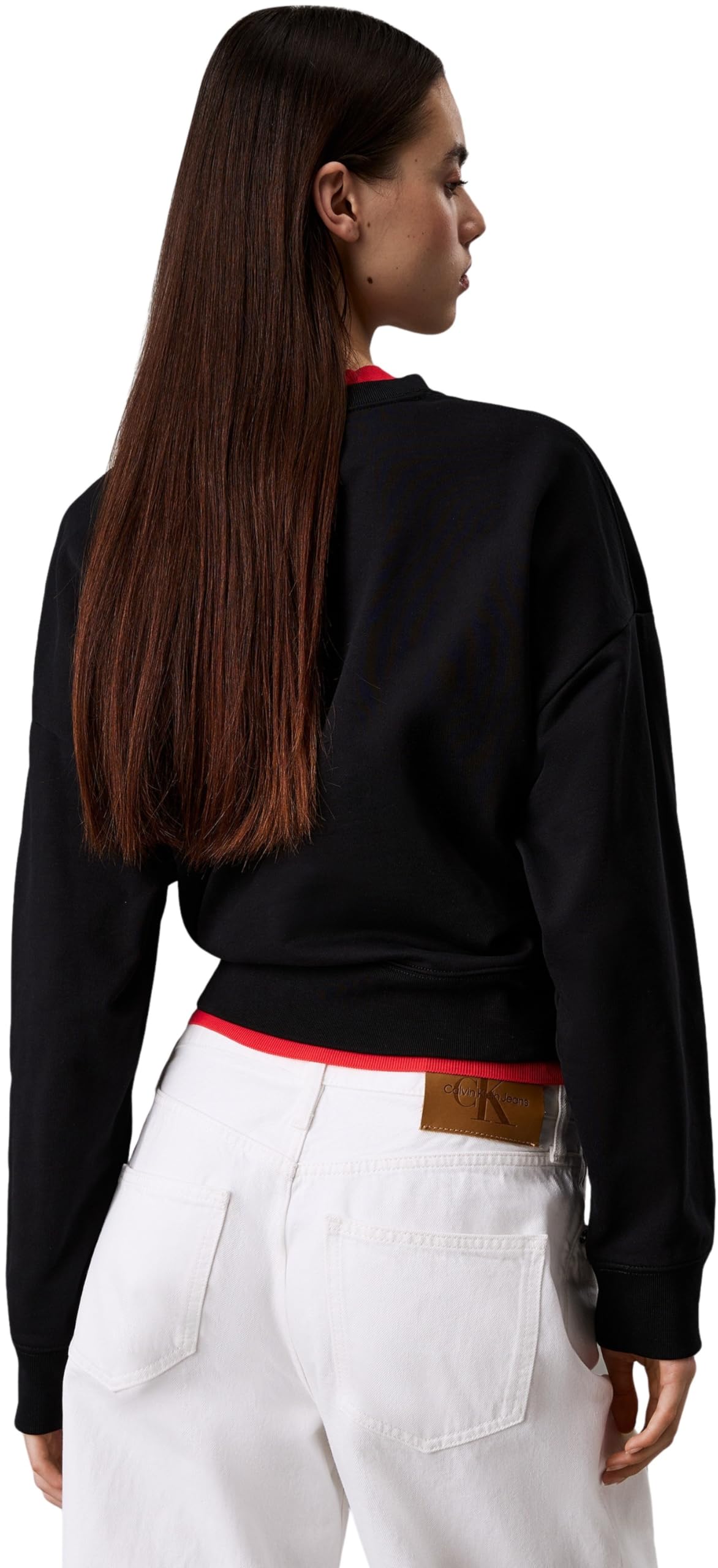 Calvin Klein Donna Felpa Monologo French Terry con Scollo Rotondo