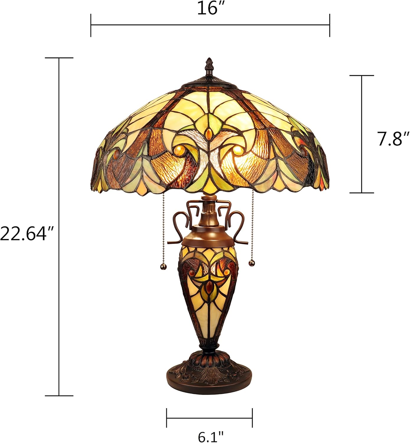 Radiance Goods Victorian-Style Antique Dark Bronze 3 Light Double Lit Table Lamp 16" Wide