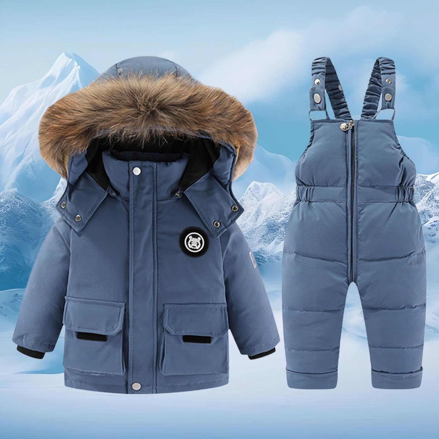 2 Piece Toddler Snow Suit, Baby Snowsuit, Infant Snowsuit Toddler Girl Boy Snow Suit, Kids Winter Coat and Snow Pant