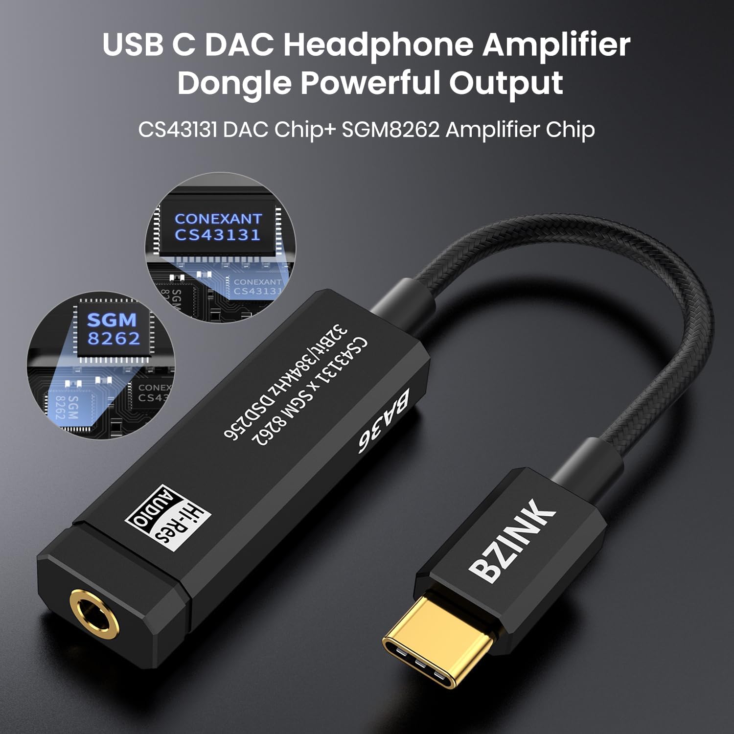 BA36 USB C DAC with CS43131+SGM8262 HiFi Chip Headphone Amplifier image 2