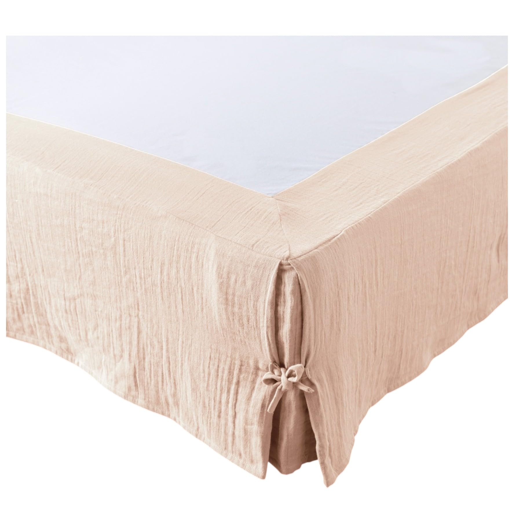 Cache sommier gaze de coton 180 x 200 rose guimauve pour habillage lit double