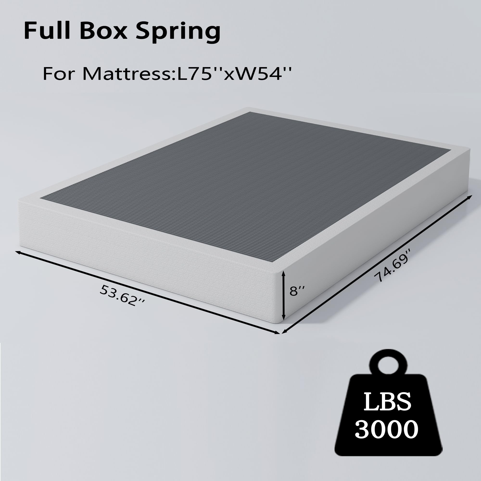 8 Inch Full Box Spring and Cover Set, Box Springs Full Size, Heavy Duty